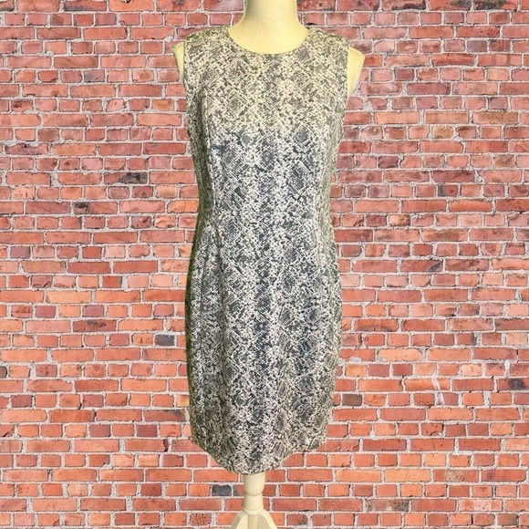 Calvin Klein Gray Python Snake Print Vegan Suede Textured Sleeveless Midi Dress - Picture 3 of 14